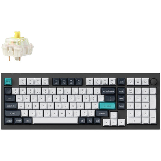 Keychron q5 max-m4 rgb mechanisch toetsenbord (zwart, us lay-out (qwerty), gateron jupiter banana, 96%, rgb leds, ksa double-shot pbt, hot swap, knob, 2.4ghz | bluetooth 5.1 | usb-c)