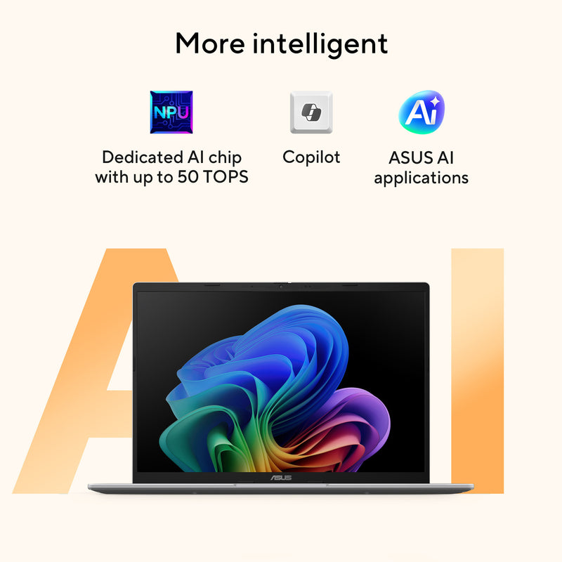 Afbeelding laden in galerijviewer, Asus vivobook 14 m1407ga-ly012w 14 copilot+ laptop (zilver | ryzen ai 7 445 | radeon 840m | 16 gb | 512 gd ssd)
