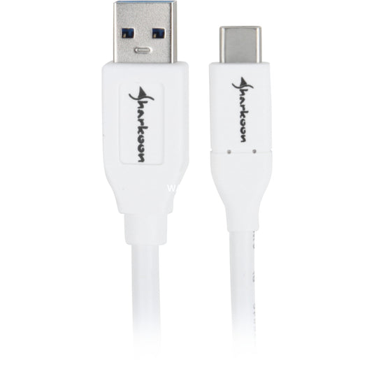 Sharkoon usb-a 3.2 > usb-c kabel (wit, 0,5 meter )