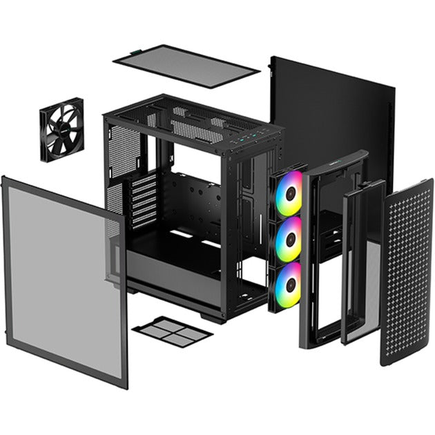 Afbeelding laden in galerijviewer, Deepcool ck560 midi tower behuizing (zwart | 2x usb-a | 1x usb-c | rgb | tempered glass)

