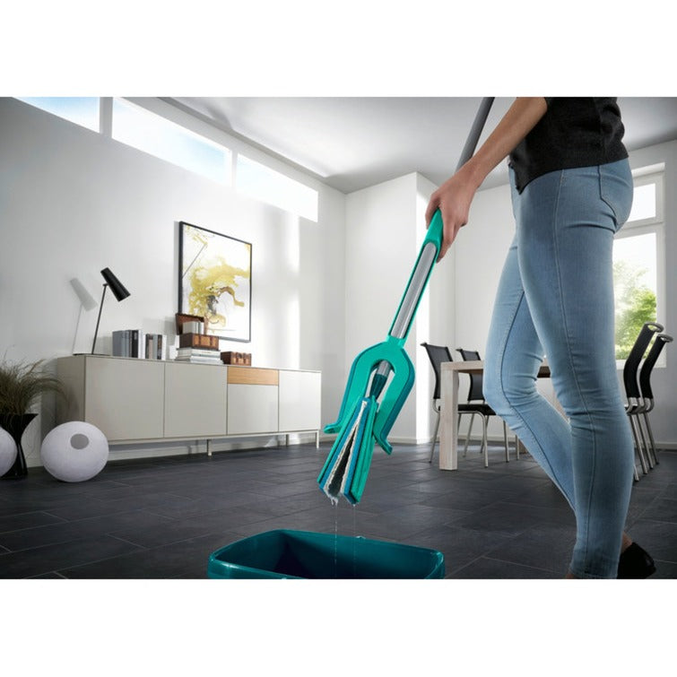 Afbeelding laden in galerijviewer, Leifheit picobello vloerwisser s micro duo met steel - 27 cm wisbreedte - turqouise - grijs

