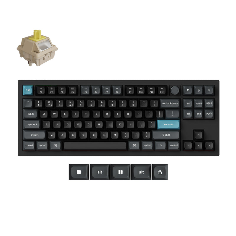Afbeelding laden in galerijviewer, Keychron q3 ultra-m4 8k wireless custom mechanical keyboard (zwart, us lay-out (qwerty), silk pom banana, 80% (tkl), rgb, hot swap, 8k, 2.4 ghz | bluetooth 5.2 | usb-c)
