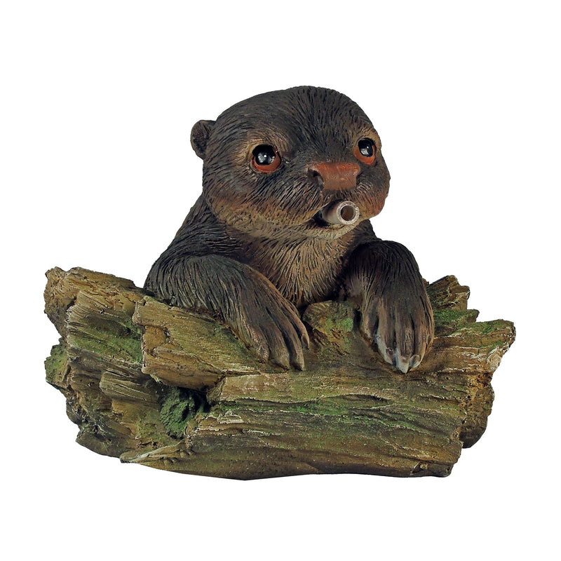 Afbeelding laden in galerijviewer, Ubbink drijvende spuitfiguur otter op boomstam waterornament
