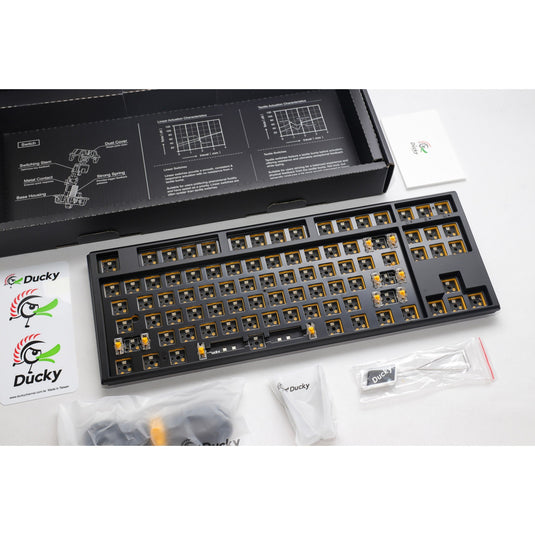 Ducky one 3 tkl ansi layout barebone rgb mechanisch toetsenbord (zwart, us lay-out (qwerty), 80% (tkl), rgb leds, hot swap, barebone)