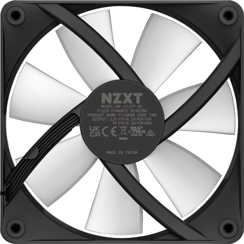 Afbeelding laden in galerijviewer, Nzxt f120 rgb core case fan (zwart, 120 x 120 x 26 mm, pwm, zonder controller)
