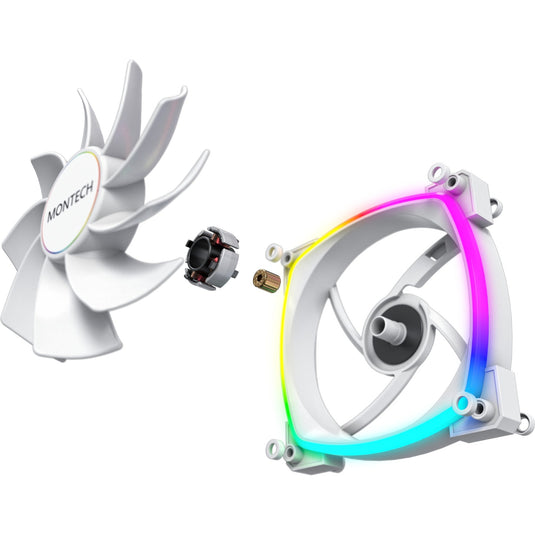 Montech rx140 pwm rgb case fan (wit, 140 x 25 x 140 mm, 3-pin argb)
