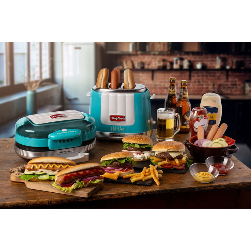 Afbeelding laden in galerijviewer, Ariete party time hamburger maker 0205 01 elektrische bakplaat (lichtblauw wit)
