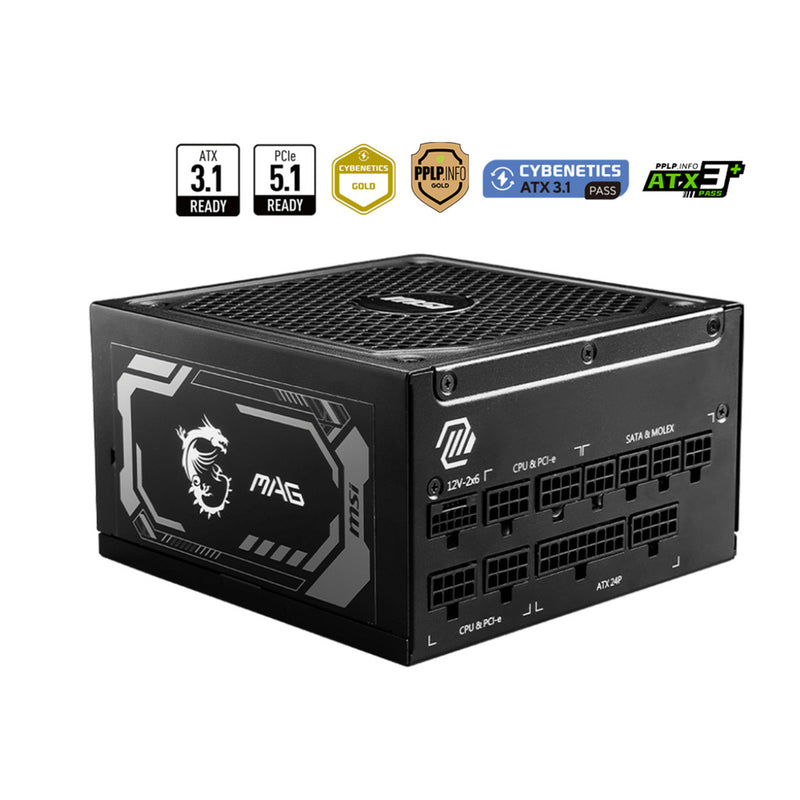 Afbeelding laden in galerijviewer, Msi mag a1250gl pcie5 modulaire 1250 watt voeding (zwart, 1x 12v-2x6, 4x pcie)
