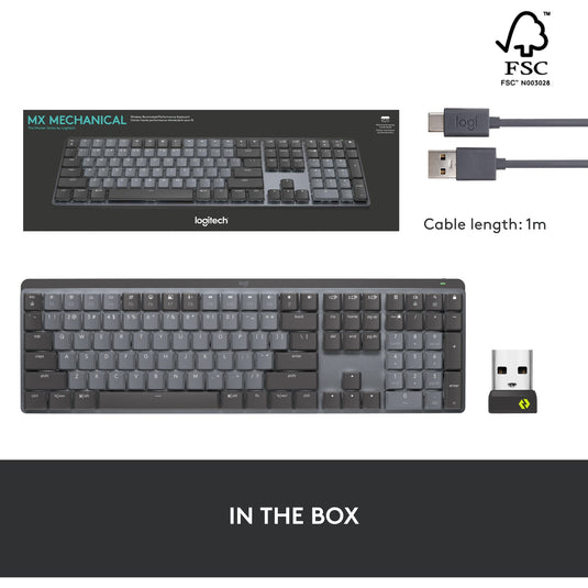Logitech mx mechanical toetsenbord (zwart, us-international lay-out (qwerty), 100%, bluetooth)