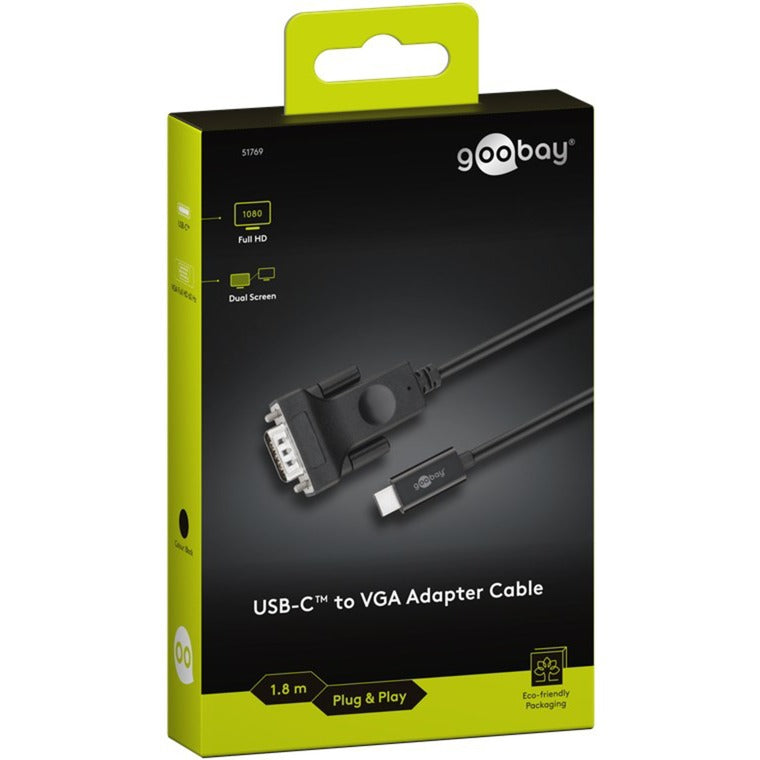 Afbeelding laden in galerijviewer, Goobay usb-c naar vga adapterkabel (zwart, 1,8 meter)
