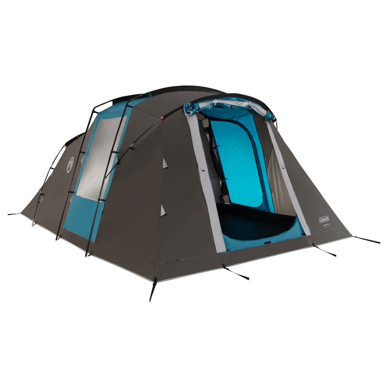 Afbeelding laden in galerijviewer, Coleman vespucci 4 tent - 4 persoons tunneltent – uv guard spf50 zonbescherming – ventilatie – geïntegreerd grondzeil - grijs blauw
