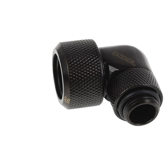Alphacool eiszapfen 16 mm hardtube compressiefitting 90° draaibaar g1 4 verbinding (zwart, gekarteld, diep zwart)