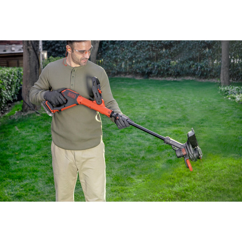 Afbeelding laden in galerijviewer, Black+decker 18v trimmer met 2 messen en accu grastrimmer (zwart oranje, 25 cm, accu inbegrepen)
