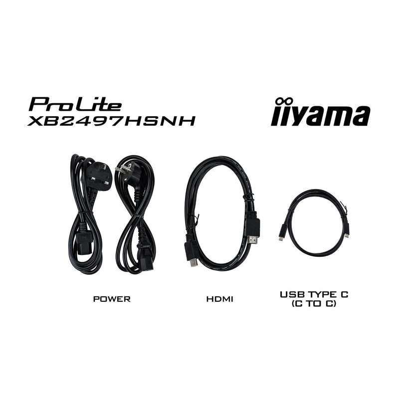 Afbeelding laden in galerijviewer, Iiyama prolite xb2497hsnh-b1 23.8 monitor (zwart, hdmi, displayport, lan, audio, usb-c, webcam)
