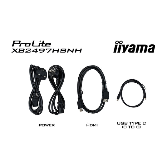 Iiyama prolite xb2497hsnh-b1 23.8 monitor (zwart, hdmi, displayport, lan, audio, usb-c, webcam)