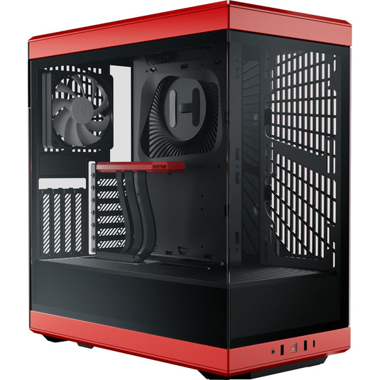 Hyte y40 midi tower behuizing (rood zwart | 2x usb-a | 1x usb-c | tempered glass)