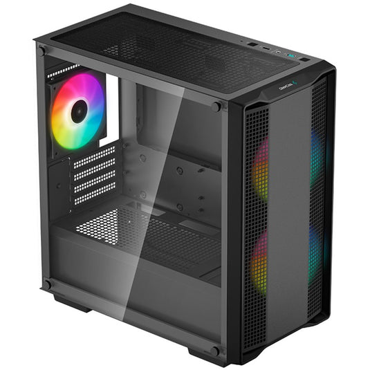 Deepcool cc360 argb mini tower behuizing (zwart | 2x usb-a | rgb | tempered glass)