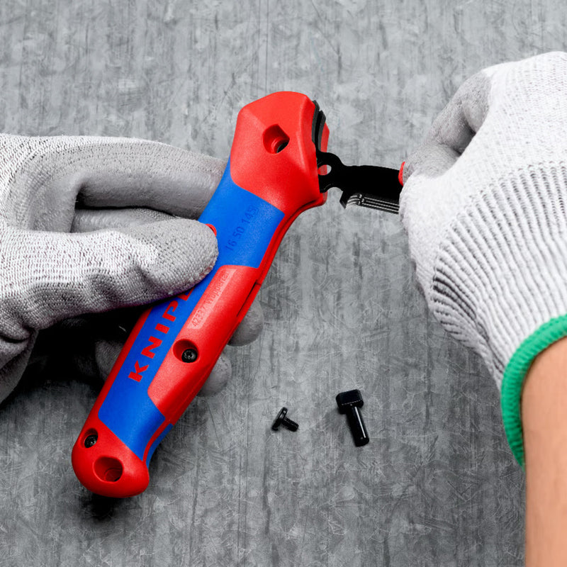 Afbeelding laden in galerijviewer, Knipex kabelmes, met glijschoen (rood blauw)
