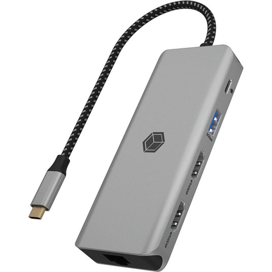 Icy box ib-dk4012-cpd dockingstation (aluminium, hdmi, usb-a, displayport, sd microsd-kaartlezer)