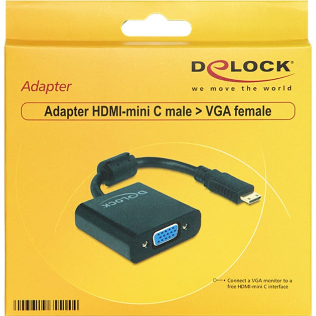 Afbeelding laden in galerijviewer, Delock mini hdmi-c (male) > vga (female) adapter (zwart, 0,24 meter)
