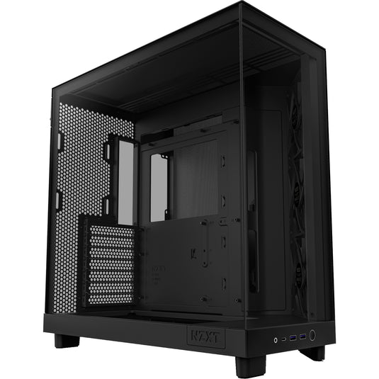 Nzxt h6 flow midi tower behuizing (zwart | 2x usb-a | 1x usb-c | tempered glass)
