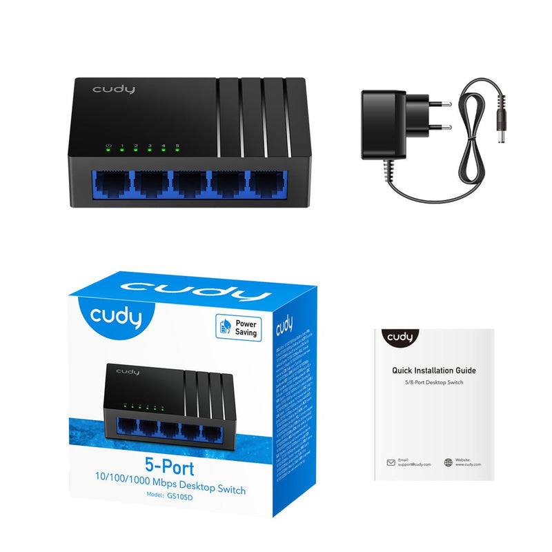 Afbeelding laden in galerijviewer, Cudy 5-port gigabit desktop switch (zwart)
