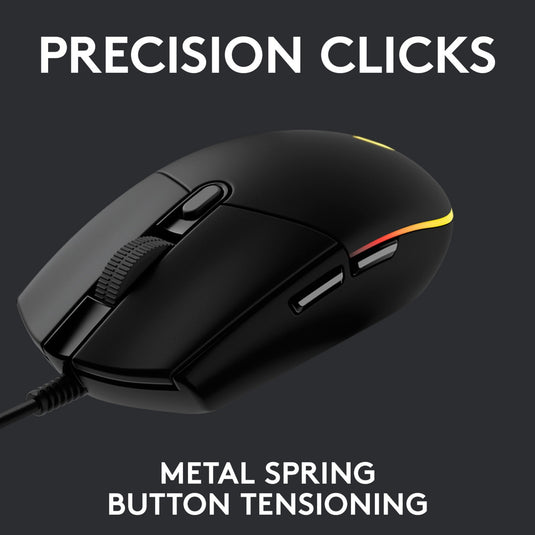 Logitech g203 lightsync gaming muis (zwart, 200 - 8000 dpi, rgb leds)