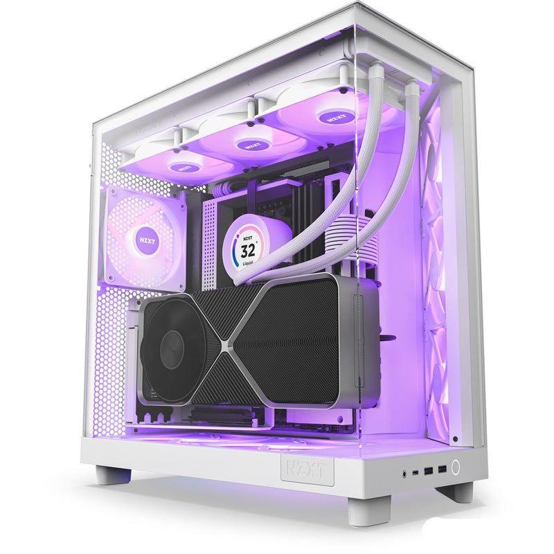 Afbeelding laden in galerijviewer, Nzxt h6 flow rgb midi tower behuizing (wit | 2x usb-a | 1x usb-c | rgb | tempered glass)
