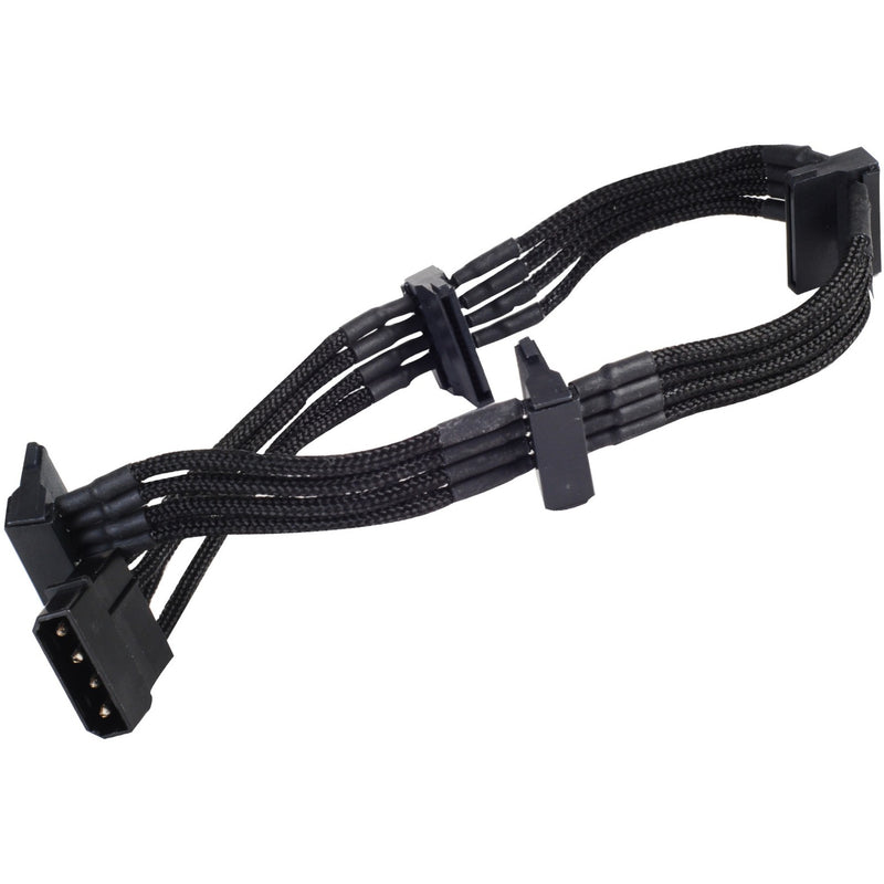 Afbeelding laden in galerijviewer, Silverstone adapter 4-pin molex > 4x 15-pin sata (zwart, pp07-btsb)
