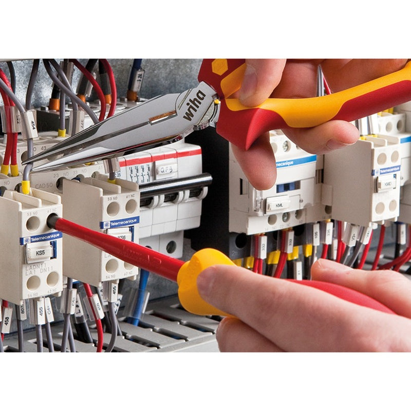 Afbeelding laden in galerijviewer, Wiha gereedschapset elektricien gereedschapsset (rood geel, 12-delig in gereedschapetui)

