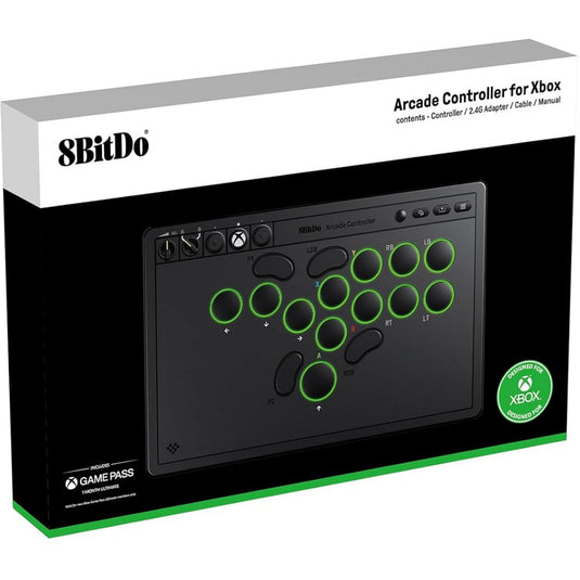 8bitdo arcade controller for xbox (zwart, 2.4 ghz usb, xbox series x|s, xbox one, pc)