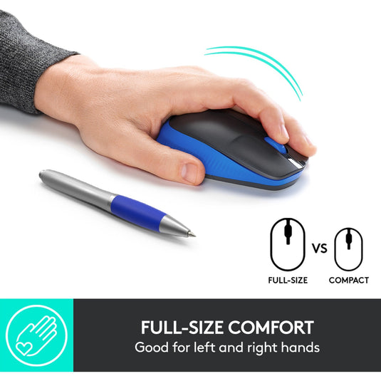 Logitech m190 full-size wireless mouse (blauw, 1000 dpi)