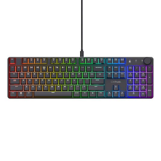 Trust gxt 866 torix mechanisch gaming toetsenbord (zwart, us lay-out (qwerty), huano red, 100%, rgb)