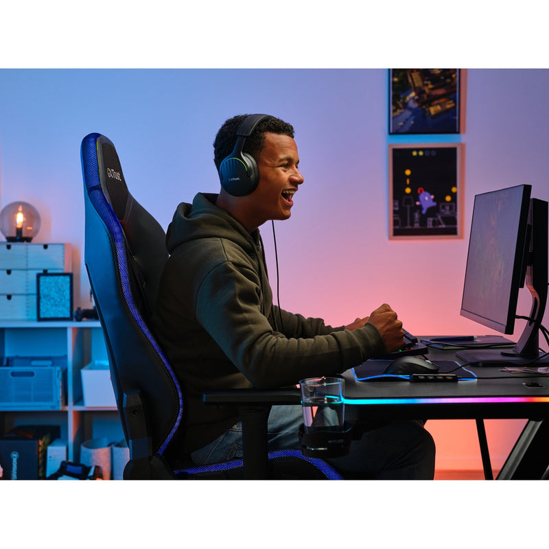Afbeelding laden in galerijviewer, Trust gxt 709 luminus rgb-gamingbureau gaming desk (zwart)
