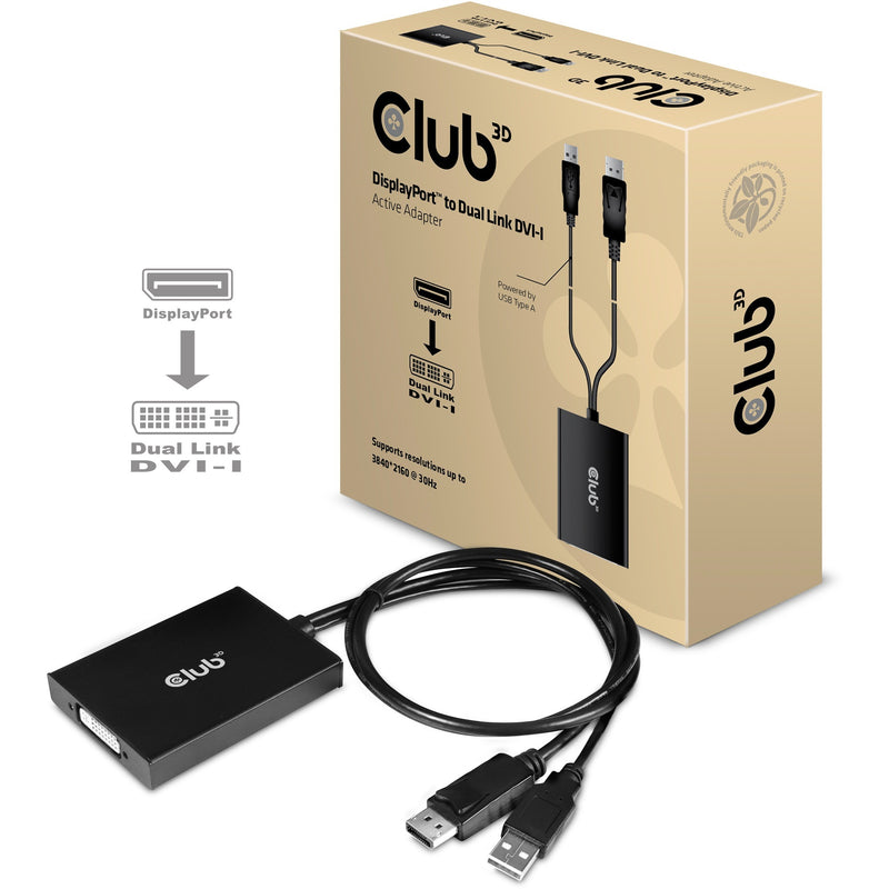 Afbeelding laden in galerijviewer, Club 3d actieve displayport naar dual link dvi-d adapter (zwart)
