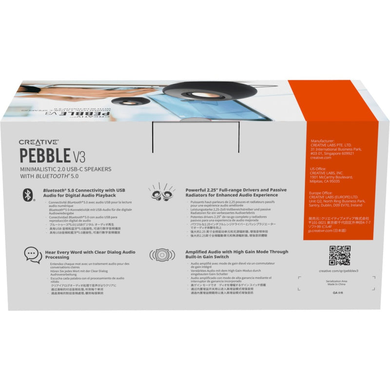 Afbeelding laden in galerijviewer, Creative pebble v3 pc-luidspreker (zwart, bluetooth, usb-c, aux)
