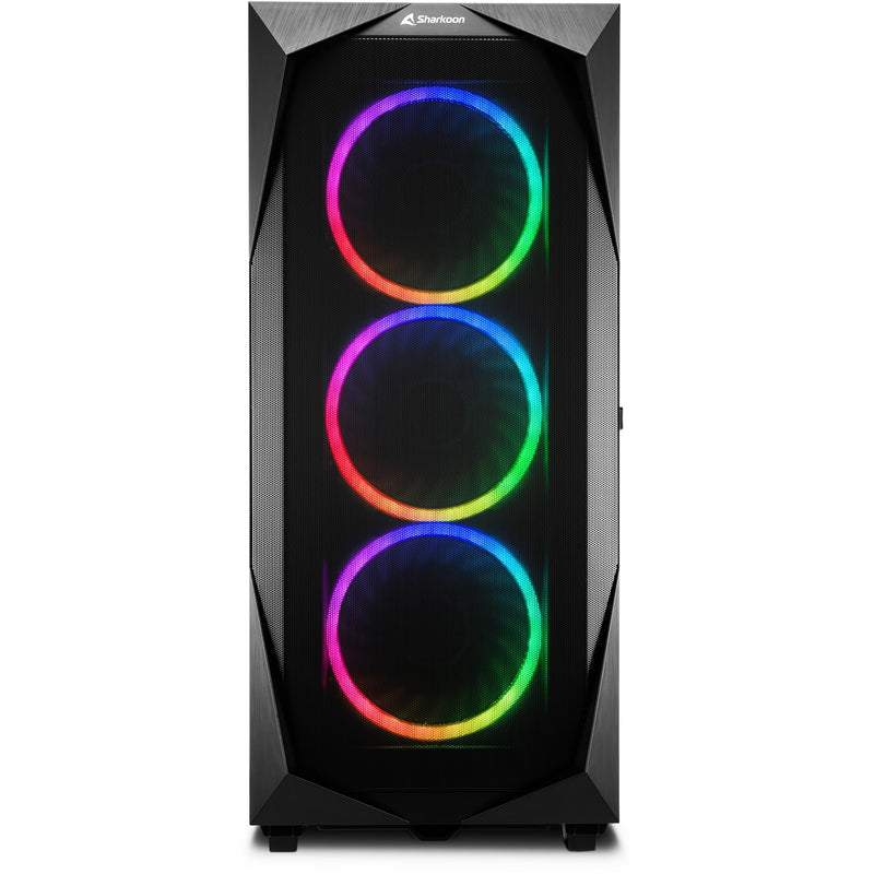 Afbeelding laden in galerijviewer, Sharkoon rev300 midi tower behuizing (zwart | 4x usb-a | 1x usb-c | rgb | tempered glass)
