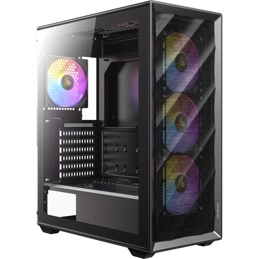 Antec ax85 argb midi tower behuizing (zwart | 2x usb-a | tempered glass)