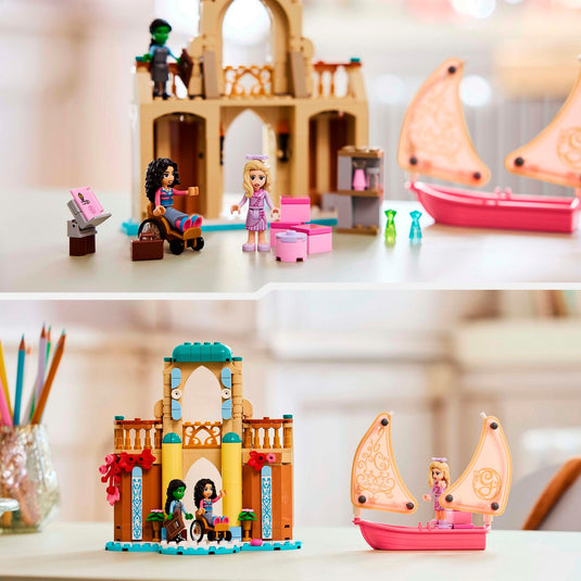 Lego wicked glinda, elphaba en nessarose op shiz university speelgoed boot en poppenhuis set 75681