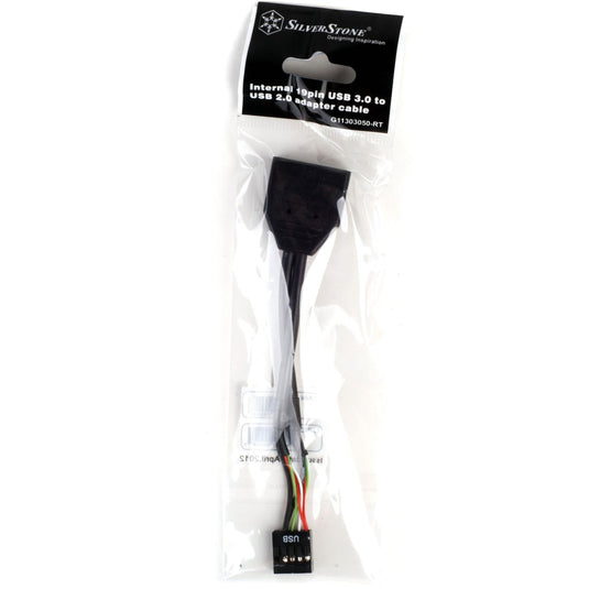 Silverstone g11303050-rt, usb 2.0 (intern) 9pin > usb 3.0 (intern) 19pin adapter (zwart)