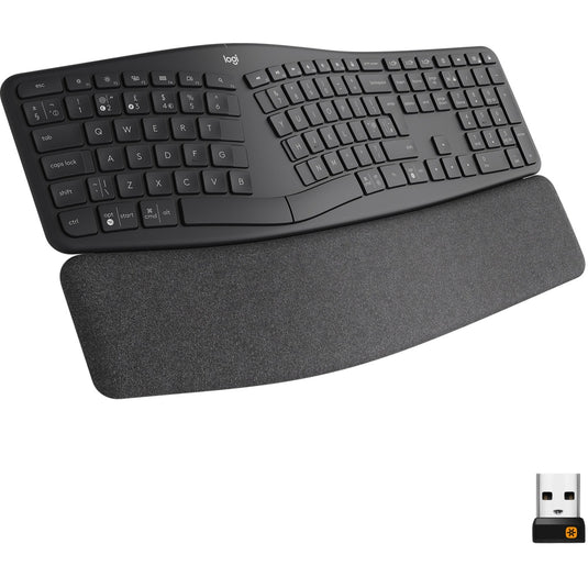 Logitech k860 ergo keyboard (zwart, 100%, bluetooth, us international iso)
