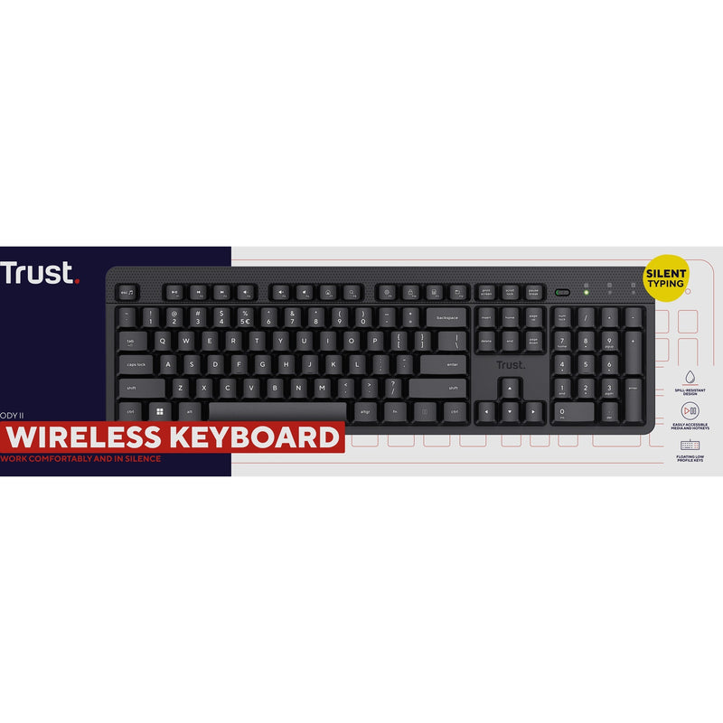 Afbeelding laden in galerijviewer, Trust ody ii draadloos toetsenbord (zwart, eu lay-out (qwerty), membraan, stil)

