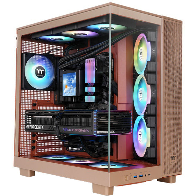 Afbeelding laden in galerijviewer, Thermaltake view 380 xl tg argb gravel sand midi tower behuizing (lichtbruin | 2x usb-a | 1x usb-c | rgb | window)
