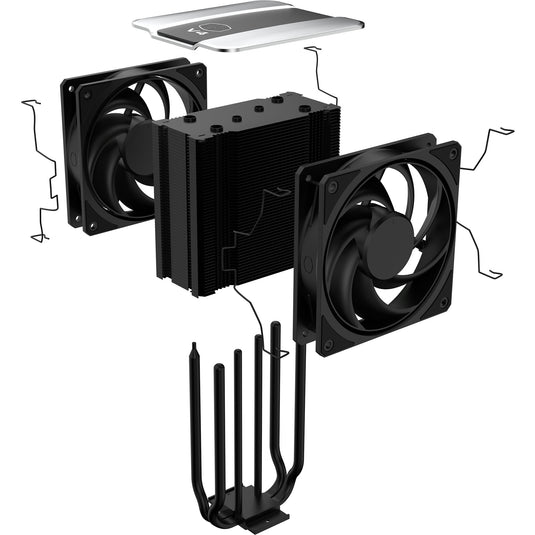 Cooler master v4 alpha 3dhp black cpu-koeler (zwart)