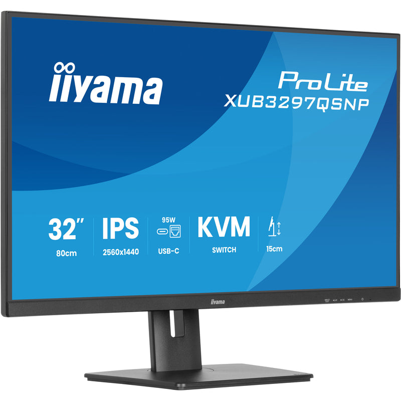 Afbeelding laden in galerijviewer, Iiyama prolite xub3297qsnp-b1 32 monitor (zwart, hdmi, 2x displayport, 2x usb-a, 2x usb-c, rj-45)
