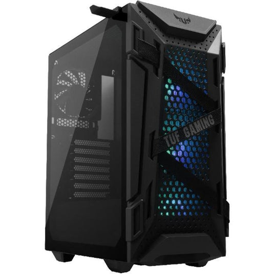 Asus tuf gaming gt301 midi tower behuizing (zwart | 2x usb-a | rgb | tempered glass)