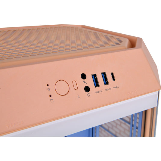Thermaltake the tower 300 - peach fuzz mini tower behuizing (perzik | 3x usb-a | tempered glass)