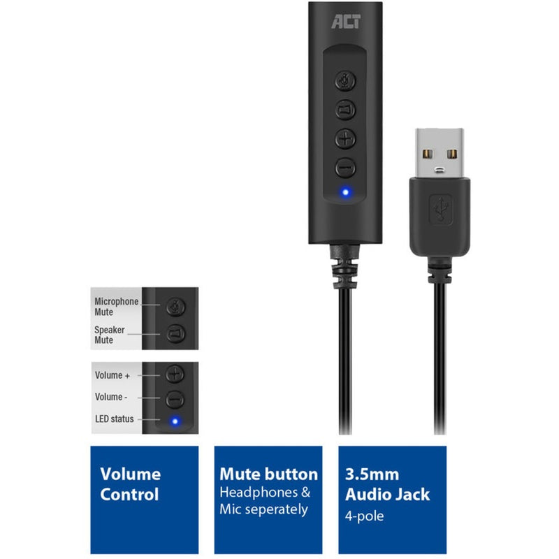 Afbeelding laden in galerijviewer, Act connectivity usb-a externe geluidskaart (zwart)
