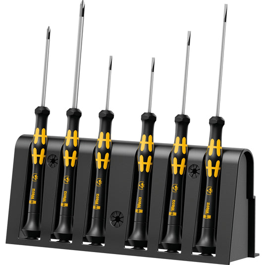 Wera micro esd schroevendraaierset met rek (zwart geel, 6-delig)