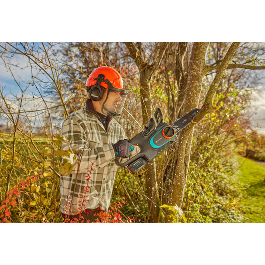 Gardena accukettingzaag powersaw 250 18v (grijs turquoise, accu en oplader inbegrepen, power for all alliance)